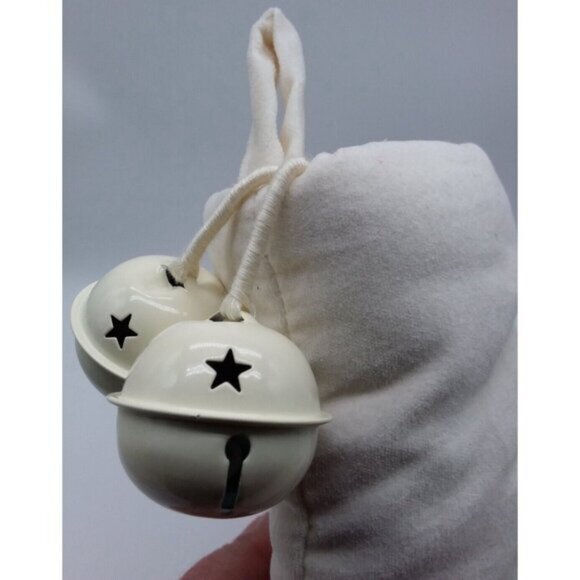 Pottery Barn Kris Faux Sheepskin with Bells Christmas Holiday Stocking Cream - Picture 9 of 10